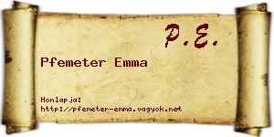 Pfemeter Emma névjegykártya